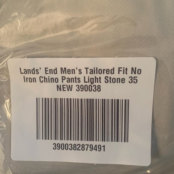 NWT‎ LANDS' END MEN'S TAILORED FIT NO IRON CHINO PANTS LIGHT STONE 31 & 35 - Picture 4 of 13